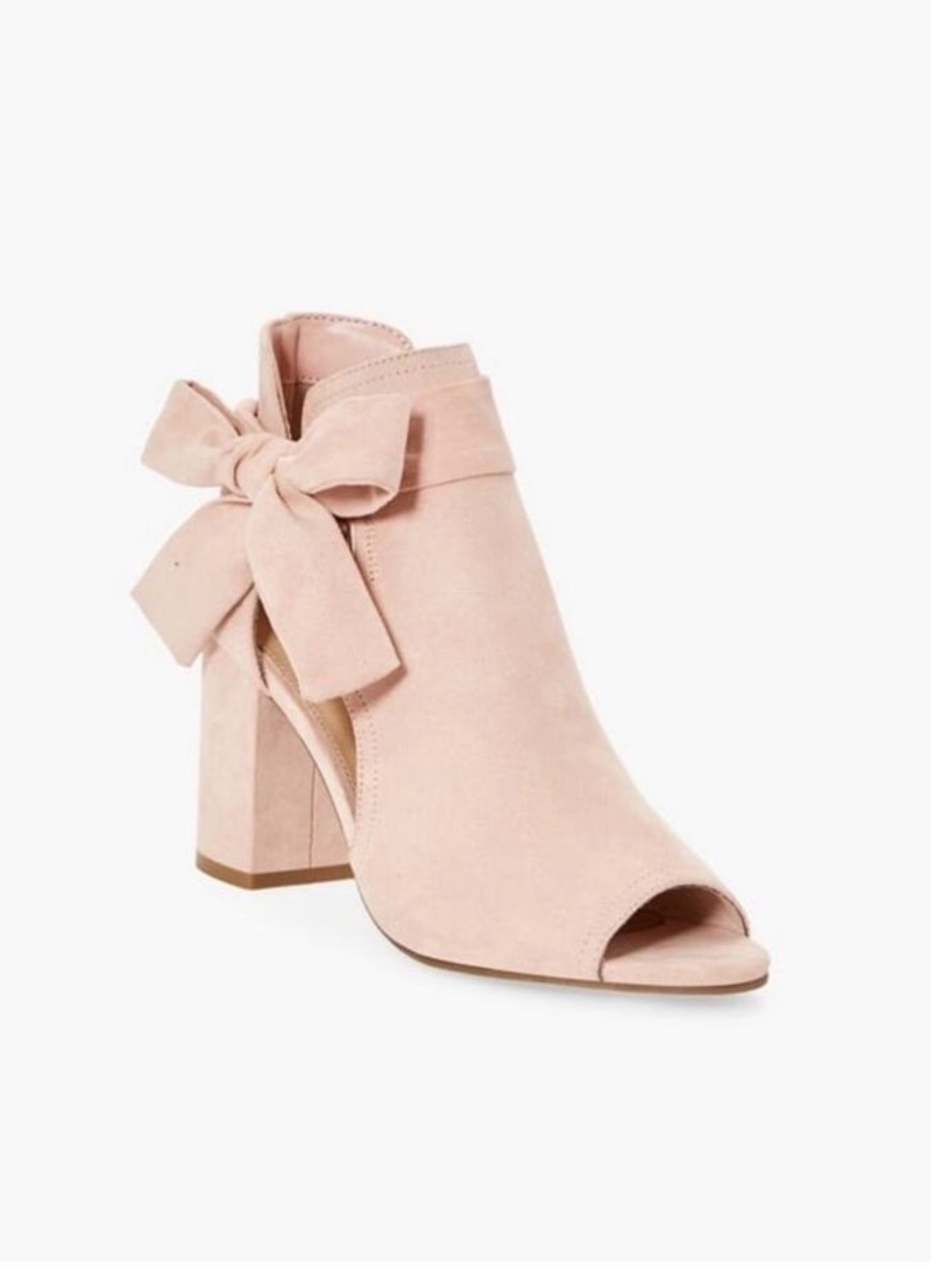 JustFab “Karine” Dust Pink Suede Peep‑Toe Heels — Size 9 (NWOT)